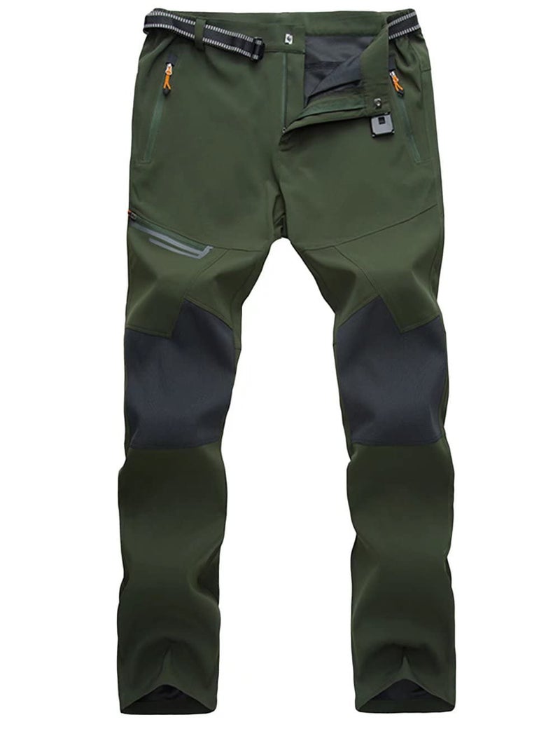 MAGCOMSEN Winter Pants for Men Waterproof Fleece Lined Thermal Warm Pants Snow Ski Hiking Work Trousers Green 30 - Image 1